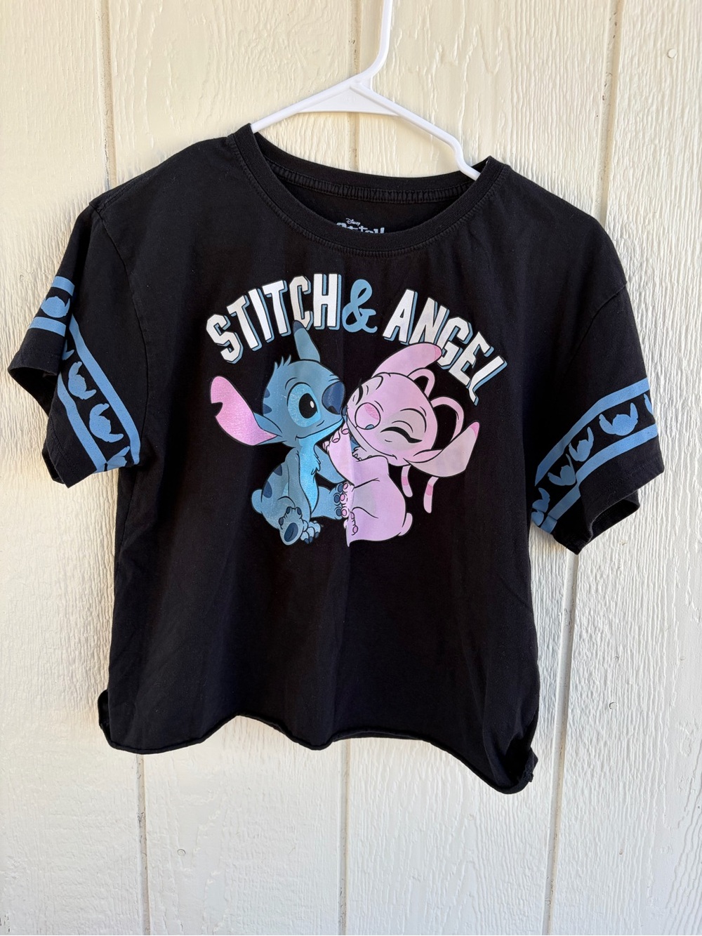 Kids Girls  Graphic Tee - Black with Blue & Pink Size XL